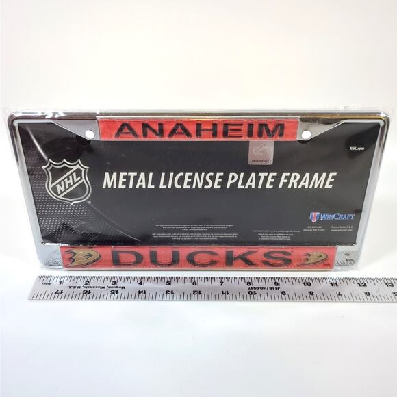 Anaheim Ducks Chrome Metal Laser Embossed License Plate Frame NHL Wincraft New - Picture 2 of 3